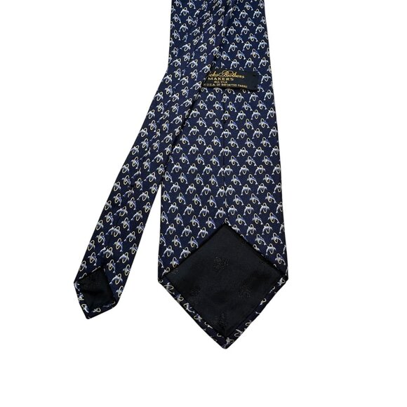 Brooks Brothers All Silk Navy Tie With Gold & White Pattern Made In USA - Picture 5 of 6